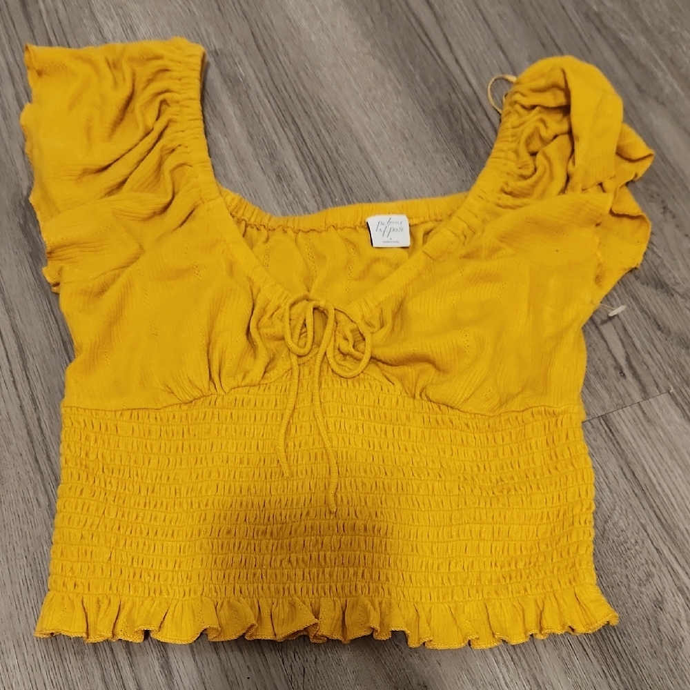 Patrons of Peace Mustard Yellow Smocked Blouse